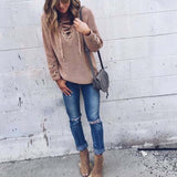 Stevie Lace-Up Sweater in Olive: Alternate View #5