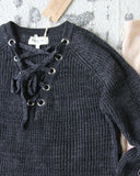 Stevie Lace-Up Sweater in Charcoal: Alternate View #3