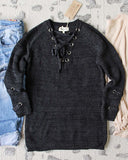 Stevie Lace-Up Sweater in Charcoal: Alternate View #2