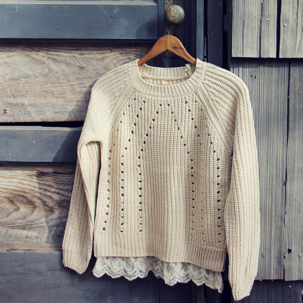 The Sugar Pine Lace Sweater in Cream: Featured Product Image