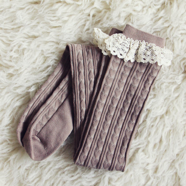 Sweetheart Lace Socks in Taupe: Featured Product Image