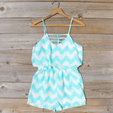 Sweetvine Chevron Romper in Turquoise: Alternate View #1