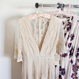 Tainted Rose Lace Maxi Dress in Sand: Alternate View #2