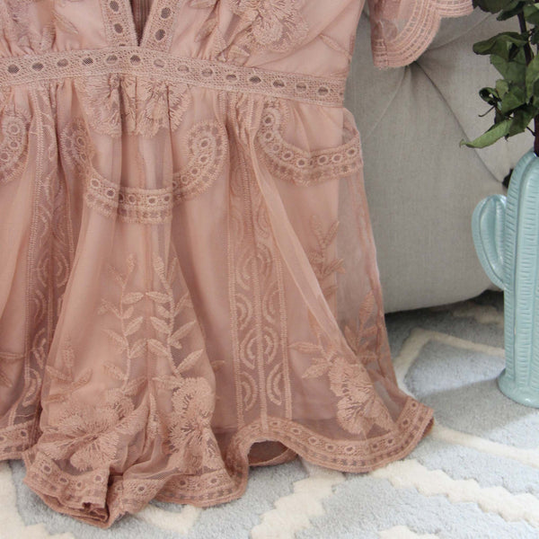 Tainted Rose Lace Romper in Taupe, Sweet Bohemian Lace Rompers from Spool  72
