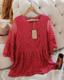 Tainted Rose Lace Top in Rose: Alternate View #2