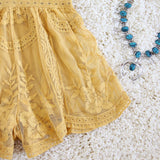 Tainted Rose Lace Romper in Mustard: Alternate View #3
