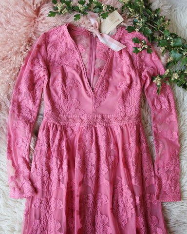 Tainted Rose Lace Maxi Dress in Long Sleeve