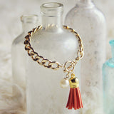 Tassel & Chain Bracelet in Rust: Alternate View #1