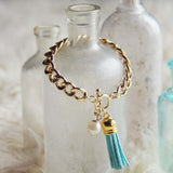Tassel & Chain Bracelet in Mint: Alternate View #1