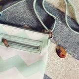 The Chevron Cross Body Tote in Mint: Alternate View #3