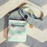 The Chevron Cross Body Tote in Mint: Alternate View #2