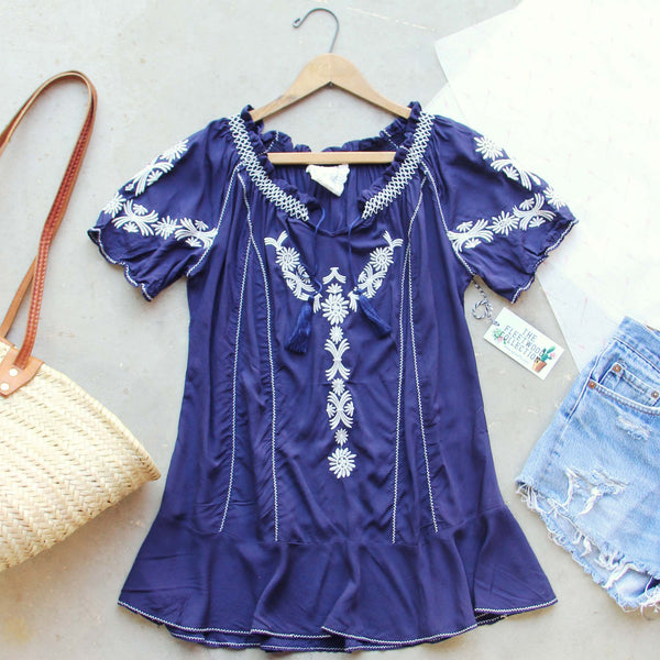 Harlow Embroidered Tunic in Navy: Featured Product Image