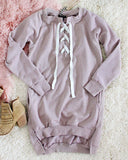 The Lace-up Sweatshirt Dress in Taupe: Alternate View #1