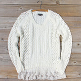 Marlow Lace Fisherman's Sweater in Cream: Alternate View #1