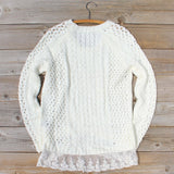 Marlow Lace Fisherman's Sweater in Cream: Alternate View #4