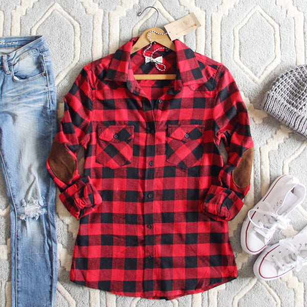 The Patches & Plaid Flannel in Red: Featured Product Image