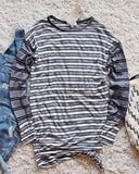Tie & Stripe Cozy Tee in Gray: Alternate View #1