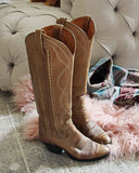 Vintage Taupe Stitch Boots: Alternate View #1