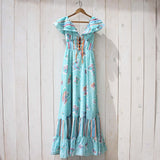 Vintage 70's Mint Butterfly Maxi Dress: Alternate View #2