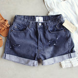 Vintage Black Cuffed Shorts: Alternate View #1