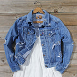 Vintage Distressed Jean Jacket: Alternate View #1