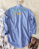 Vintage Embroidered Chambray Shirt: Alternate View #3
