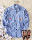 Vintage Embroidered Chambray Shirt: Alternate View #1