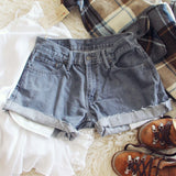 Vintage Gray Cuffed Shorts: Alternate View #1