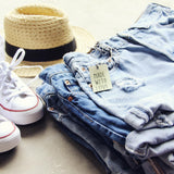 Vintage Cuffed Jean Shorts- White: Alternate View #4