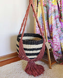 Vintage Mauve Macrame Hanging Planter: Alternate View #2