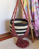 Vintage Mauve Macrame Hanging Planter: Alternate View #3