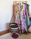 Vintage Mauve Macrame Hanging Planter: Alternate View #1
