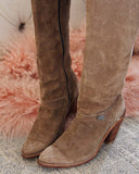 Vintage Suede Stacked Boots: Alternate View #2