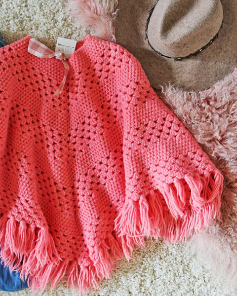 Vintage 60's Pink Fringe Poncho Sweater, Sweet Vintage Sweaters ...