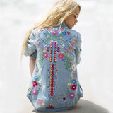 Wanderlust Embroidered Denim Top: Alternate View #6