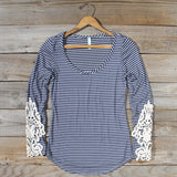 Sleepy Creek Lace Tee in Navy: Alternate View #1