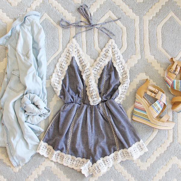 Whiskey & Rye Romper in Chambray: Featured Product Image