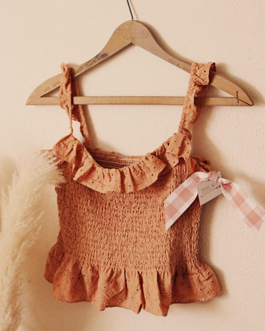 French Eyelet Smock Layering Top