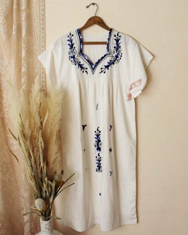 Vintage Cotton Embroidered French Dress