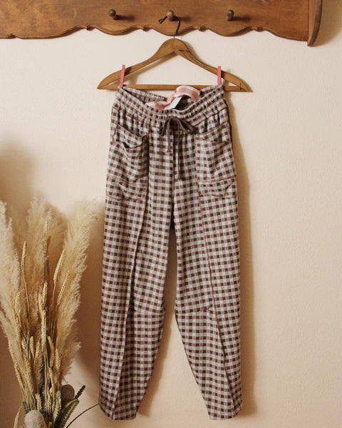 Gingham Barrel Pants in Brown: Featured Product Image