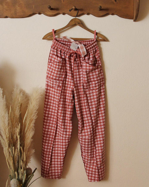 Gingham Barrel Pants in Pink: Featured Product Image