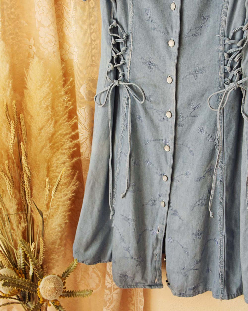 forenza denim dress Forenza Shirt Dress Denim side lace ties