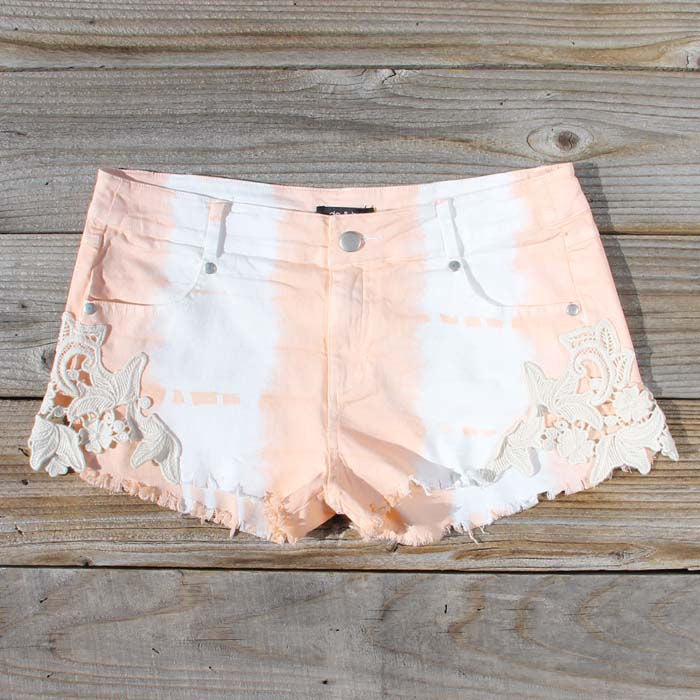 Tie Dye & Lace Shorts in Peach, Sweet Lace Shorts from Spool No.72 ...