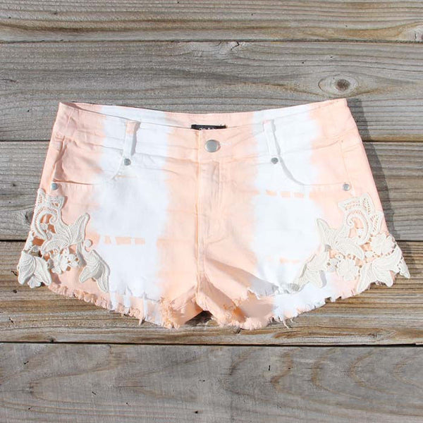 Tie Dye & Lace Shorts in Peach: Featured Product Image
