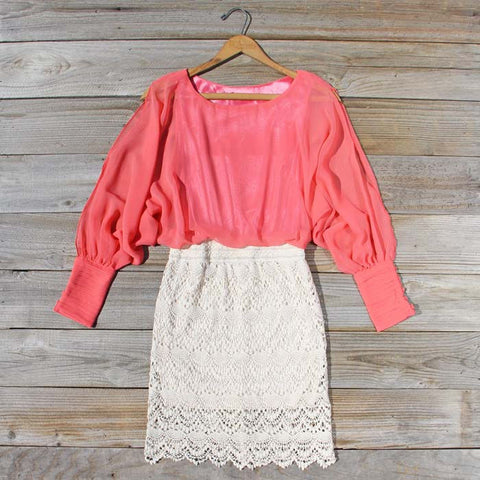 Lace and Quartz Dress in Pink