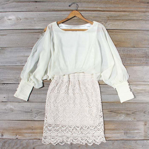 Lace and Quartz Dress in Ivory