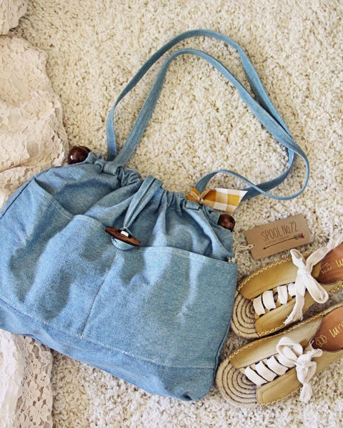 Vintage 70's Denim Tote: Featured Product Image