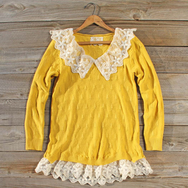 Snowbell Lace Sweater in Mustard: Featured Product Image