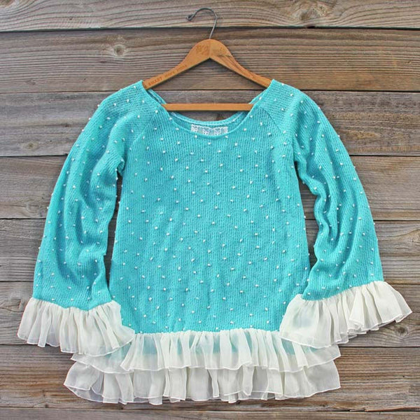 Spool Basics Ruffle Thermal Top in Turquoise: Featured Product Image