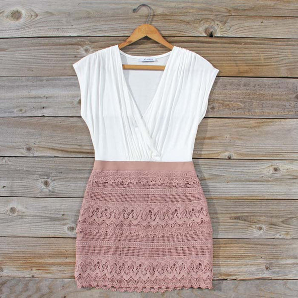 Tucked Lace Dress in Sand: Featured Product Image